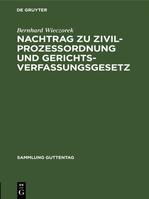 cover image of Nachtrag zu Zivilprozessordnung und Gerichtsverfassungsgesetz